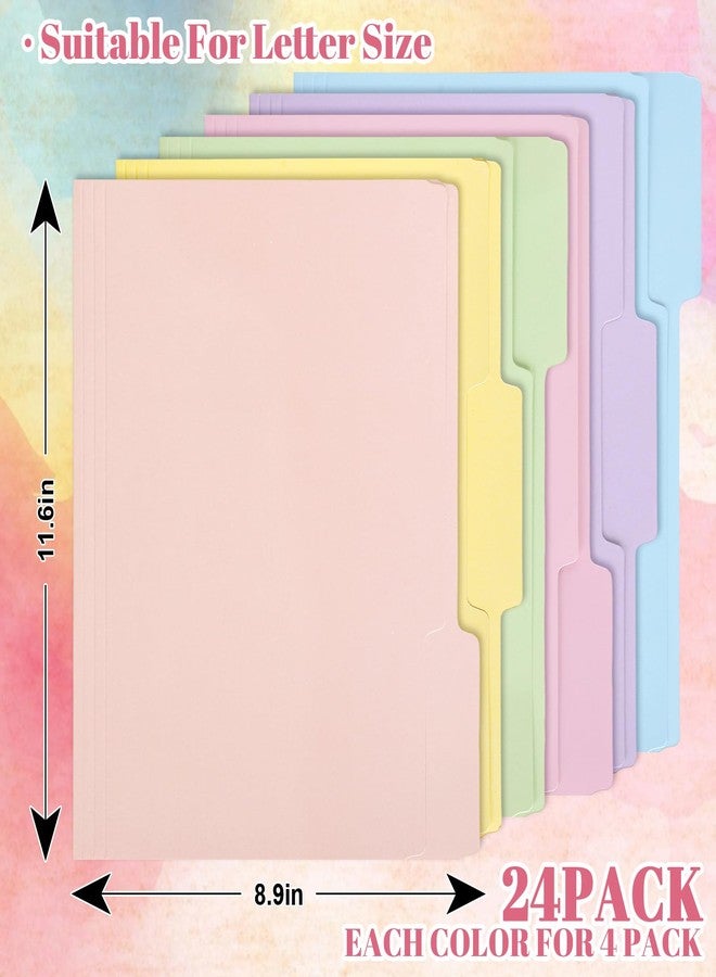 Whaline 24 Pack Pastel Colorful File Folders Letter Size 6 Macaron Colors File Pockets with 1/3 Cut Tab for Home Office Classroom Supplies, 8.9 x 11.6 Inch - Image 2